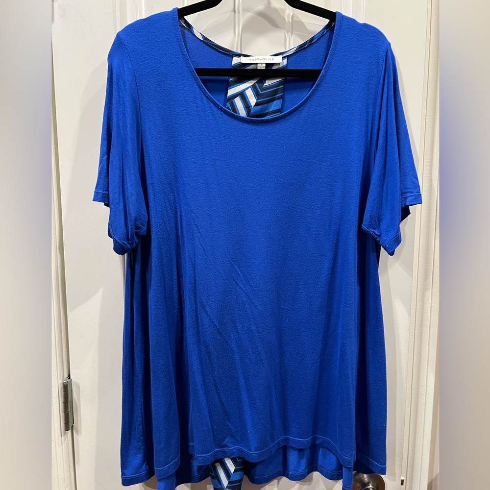 Rose & Olive Blue Top Blouse Sz 1x